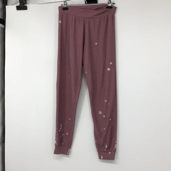 CHASER Women's Star & Paint Splatter Joggers In Glam Mauve pink - Picture 15 of 16